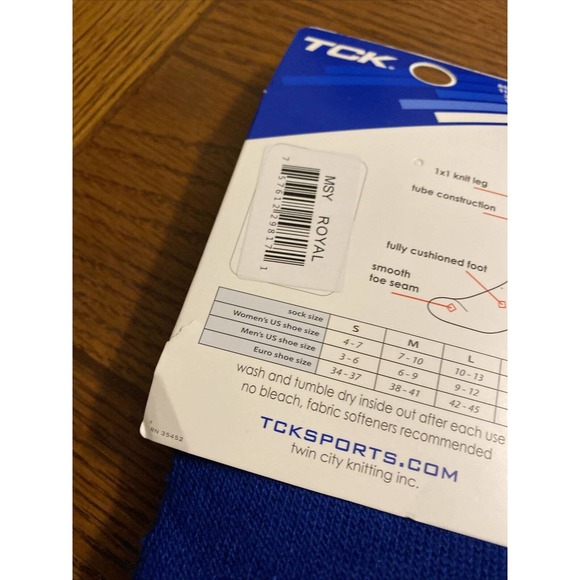 TCK Size Small (Men's Shoe 3-6 Women's 4-7) Royal Knee High Tube Socks 1 Pair - Picture 3 of 5